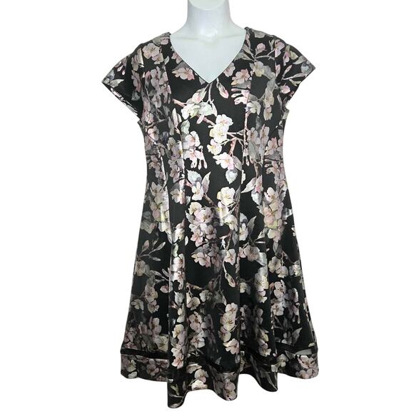 Lane Bryant Floral Foil Fit & Flare Knee Length Dress Size 14/16 NWOT - Picture 2 of 5
